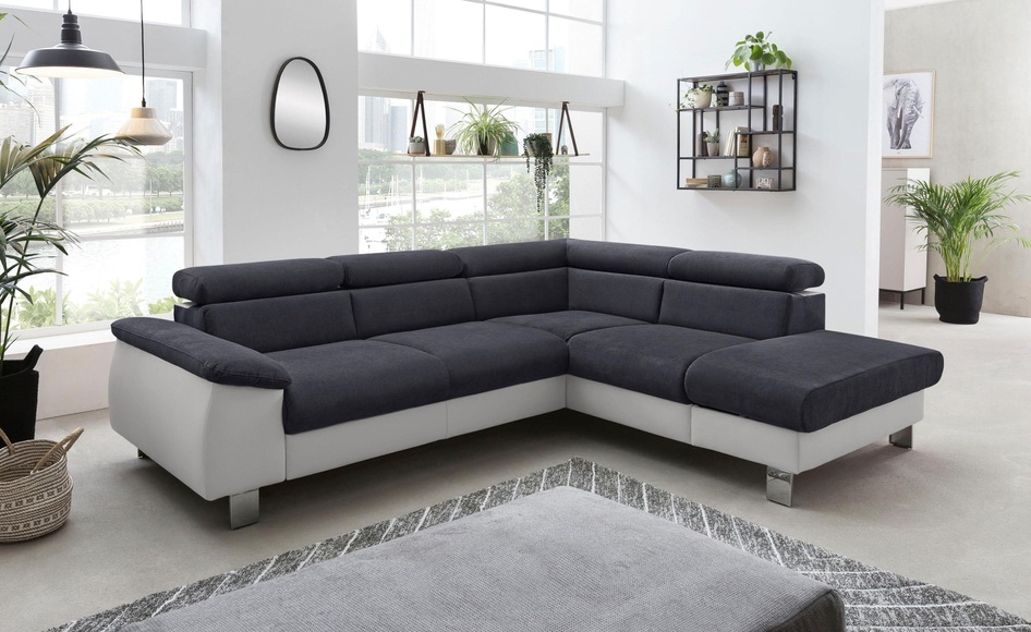COTTA Ecksofa »Komaris«, inklusive Kopf- bzw. Rückenverstellung, wahlweise Bettfunktion, Bettkasten und RGB-LED-Beleuchtung