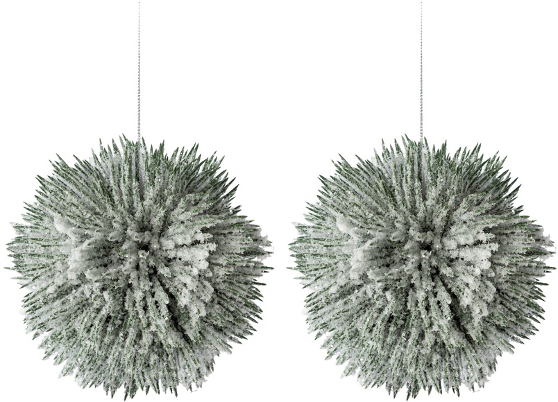 Creativ green Winterliche Kunstpflanze »Weihnachtsdeko«, (2 St.), Kugel Ø 14 cm, mit künstlichem Schnee bedeckt, 2er-Set
