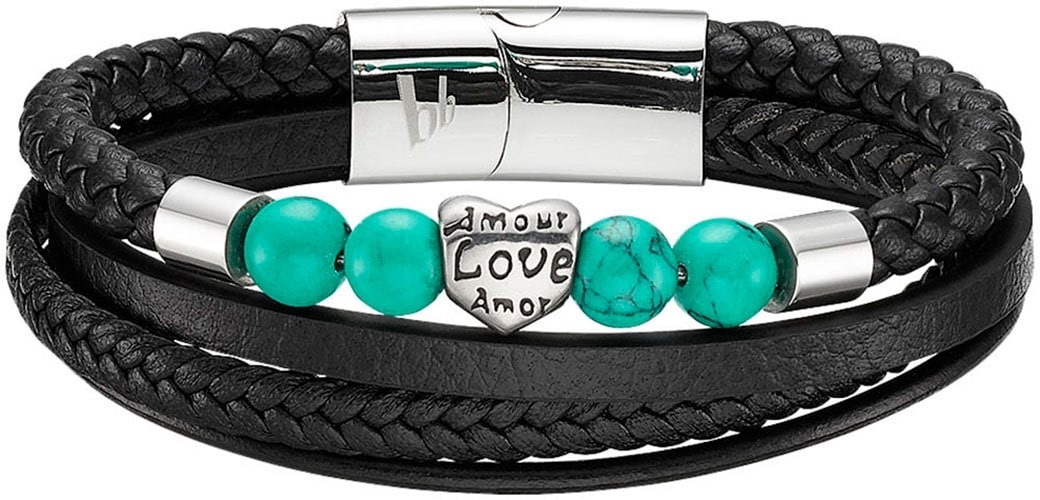 Bruno Banani Lederarmband »Schmuck Geschenk Armband Herz, B4109B/20/00/21«, mit Malachit