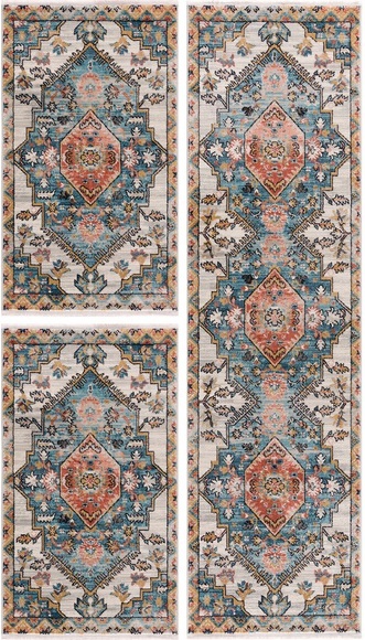 Carpet City Bettumrandung »Novel 8631«, (3 tlg.), mit Fransen, Wohnzimmer, Bettvorleger, Läufer-Set für das Schlafzimmer