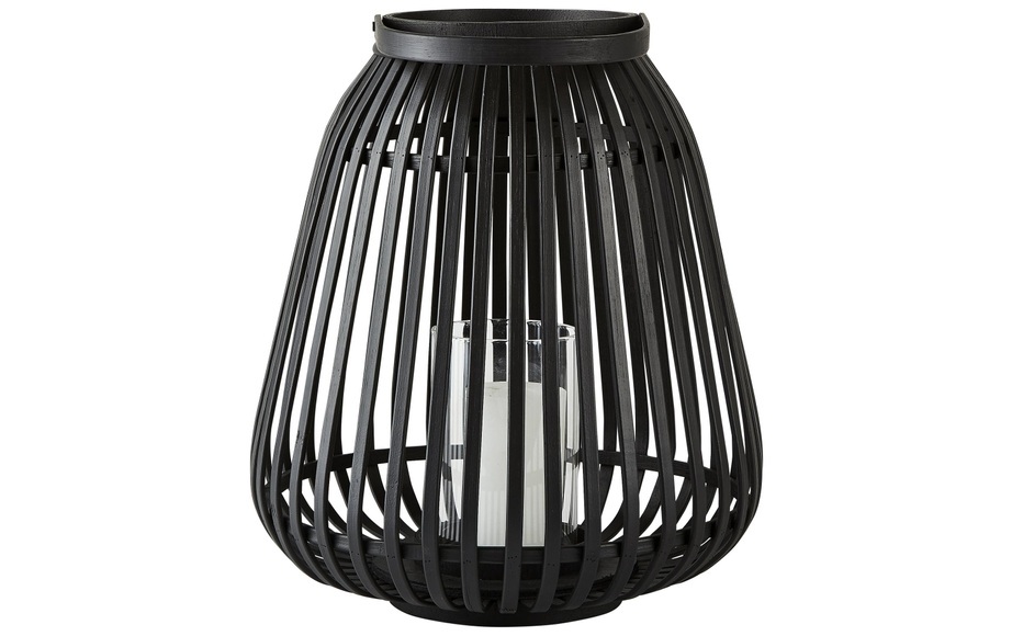 Villa Collection - Laterne Bambus, 35 cm, Schwarz