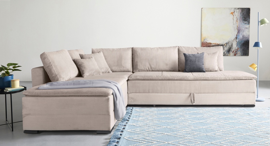 INOSIGN Ecksofa »Night & Day L-Form mit Dauer-Schlaffunktion, Cord-Bezug!«, inklusive Bettfunktion und Bettkasten