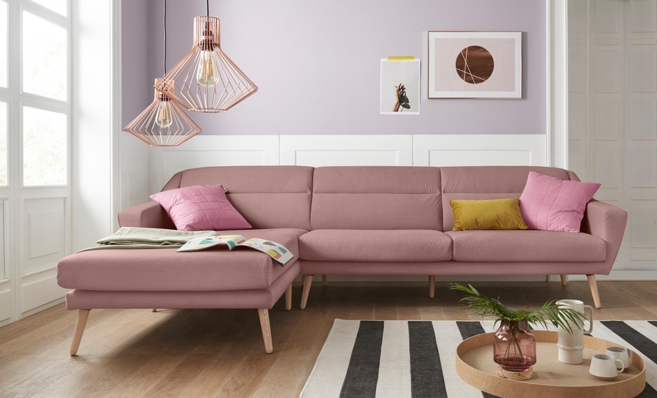 andas Ecksofa »Bille«, mit Naht im Rückenkissen und Beinen aus Eichenholz, Design by Morten Georgsen