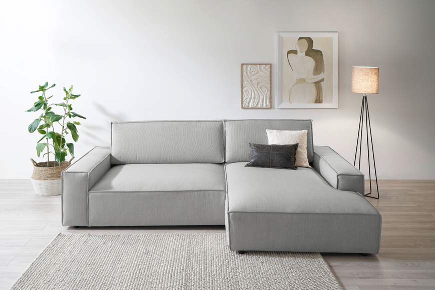 Home affaire Ecksofa »NEU: SHERWOOD XXL 284, Big-Sofa L-Form, tiefe Sitzfläche 95 cm, Cord«, Recamiere rechts/links, als Schlafsofa stellbar, Cord u. Leinenoptik