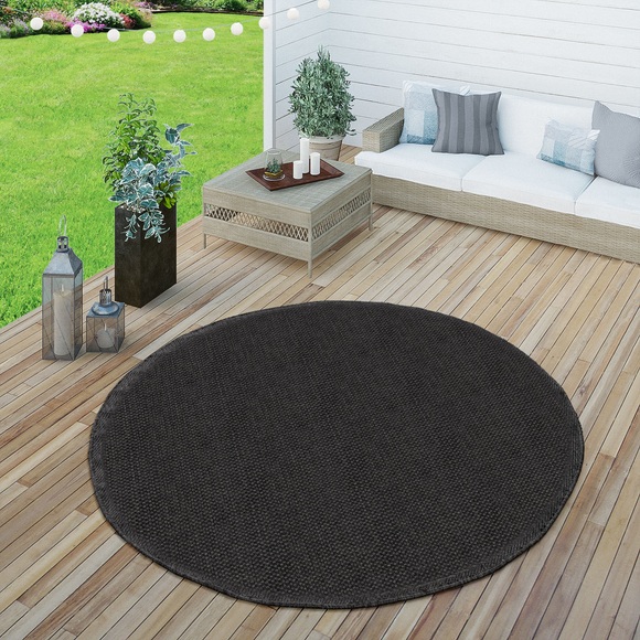 Paco Home Teppich »Timber 125«, rund, 4 mm Höhe, Flachgewebe, Sisal Optik, In- und Outdoor geeignet, Wohnzimmer