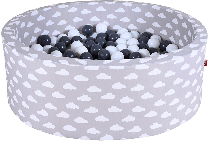 knorr® toys Bällebad soft - Grey white clouds - 300 balls grey/creme