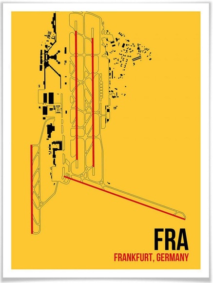 Wall-Art Poster »Wandbild FRA Grundriss Frankfurt«, Grundriss, (1 St.), Poster, Wandbild, Bild, Wandposter