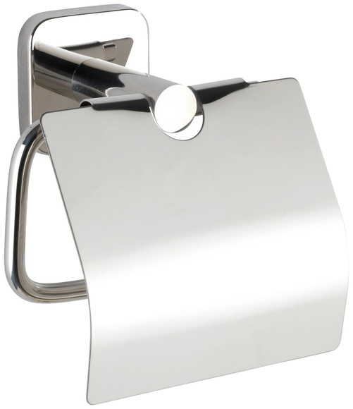 Wenko - Toilettenpapierhalter mit Deckel Mezzano Edelstahl, WC-Rollenhalter, rostfrei