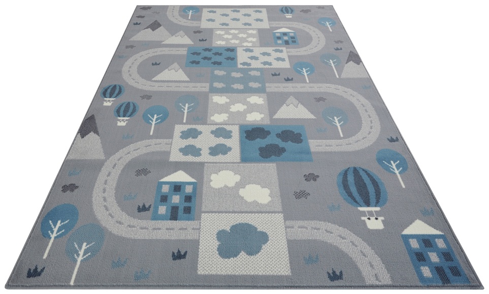 HANSE Home Teppich »Mountaintrack«, rechteckig, 0,9 mm Höhe, Weicher Flor, Schaldämmende Spielunterlage, Kinderzimmer, Strassen Design, Kurzflor, Robust, pflegeleicht