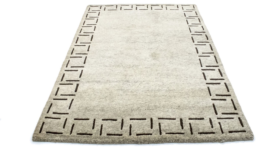 morgenland Wollteppich »Nepal Teppich handgeknüpft beige«, rechteckig, 18 mm Höhe, handgeknüpft
