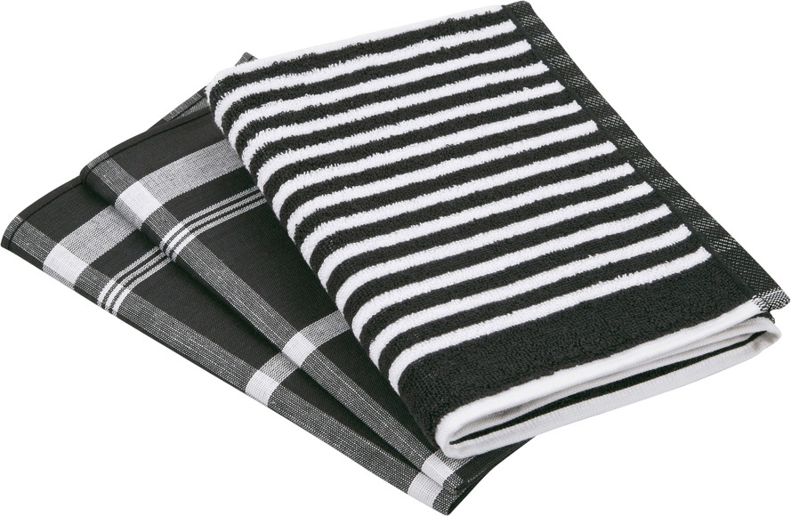 ROSS Geschirrtuch »Exclusiv«, (Set, 3 tlg.), Zwirnfrottier Streifen, 1 Küchen-Frottiertuch 50x50 cm Streifen und 2 Geschirrtücher 50x70 cm