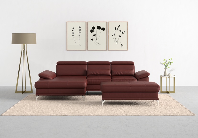 sit&more Ecksofa »Cabrio«, mit Sitztiefen- und Armteilverstellung sowie Federkern, 2 Nierenkissen