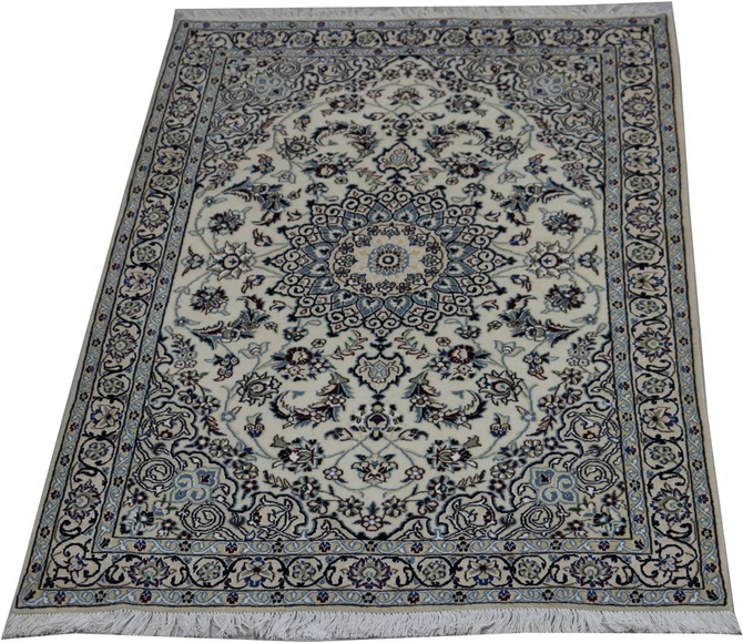 morgenland Wollteppich »Nain 9la Teppich handgeknüpft blau«, rechteckig, 7 mm Höhe