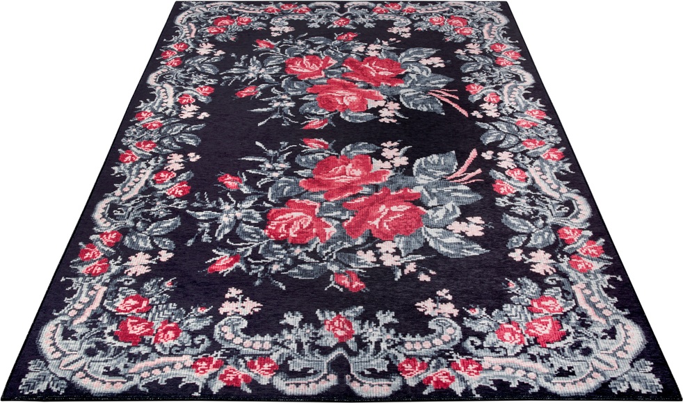 NOURISTAN Designteppich »Rose Kelim Molda«, rechteckig, 7 mm Höhe, Klassischer Teppich, Orient Optik, Vintage Design, Floral, Blumen, Wohnzimmer, Schlafzimmer, Robust, Pflegeleicht