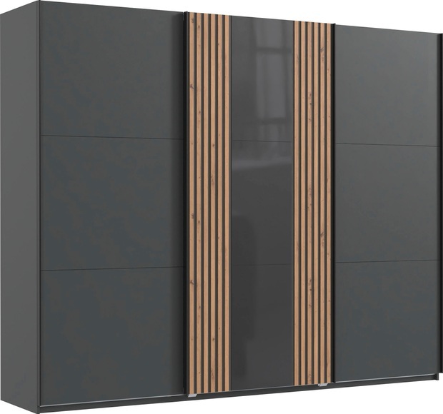 Fresh To Go Schwebetürenschrank »Atlanta«, mit Akustikpaneel Optik (3D Leisten)