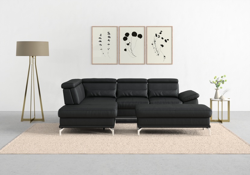 sit&more Ecksofa »Cabrio«, mit Sitztiefenverstellung und Federkern, 3 Nierenkissen