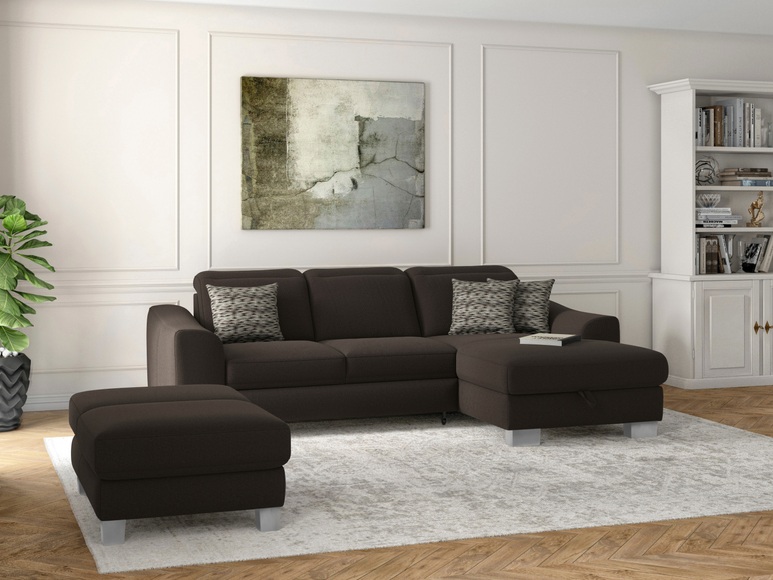 sit&more Ecksofa »Durness«, mit Federkern und hochwertigen Edelstahlfüssen, wahlweise mit Kopfteilverstellung, Bettfunktion und Bettkasten oder mit Bettfunktion und Bettkasten