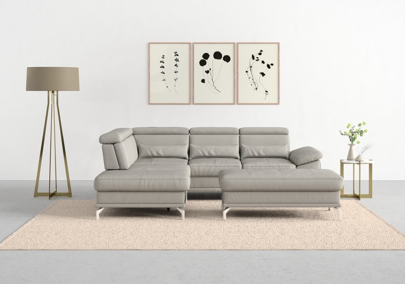 sit&more Ecksofa »Cabrio«, mit Sitztiefenverstellung und Federkern, 3 Nierenkissen