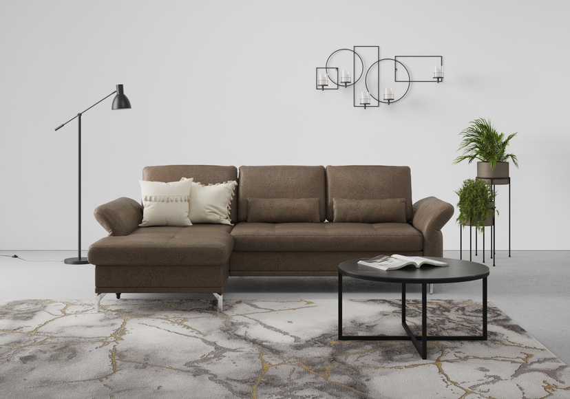 INOSIGN Ecksofa »Palm Beach«, Federkern, mit Sitztiefenverstellung, wahlweise mit Bettfunktion, Bettkasten und Armteilverstellung