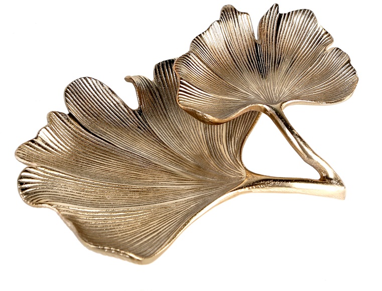 Schale Gingko Alu Gold h: 33 cm