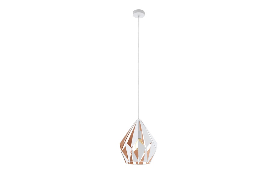 Pendellampe Carlton, weiß-gold, Ø 31cm