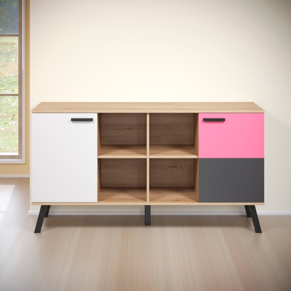trendteam Sideboard »Mats«, Front teilweise wechselbar - Rosa oder Blau