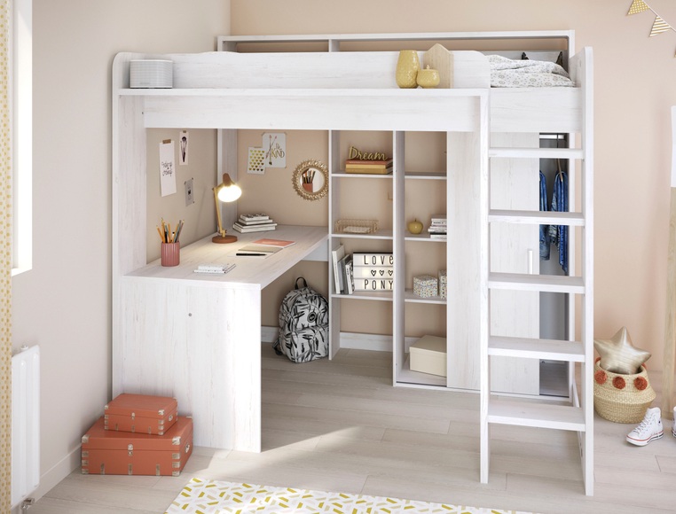 Parisot Hochbett »Higher«, inkl. Schrank und Schreibtisch