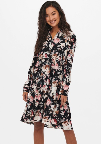 ONLY Blusenkleid »ONLLARRY L/S SHORT SHIRT DRESS PTM«, mit Volant