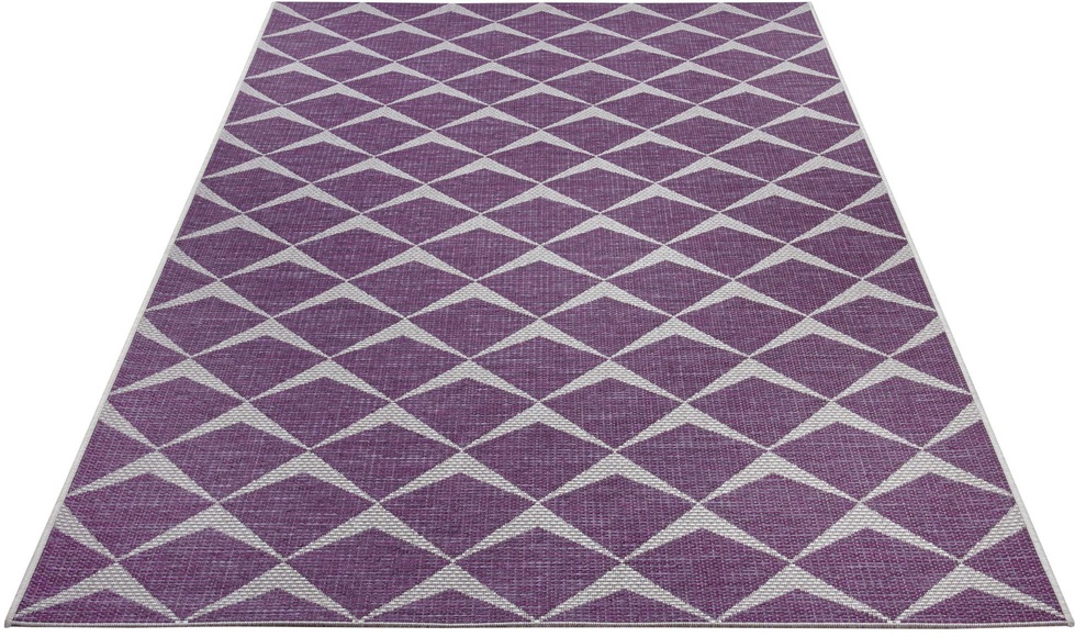 NORTHRUGS Teppich »Escala«, rechteckig, 4 mm Höhe, Flachgewebe In und Outdoor geeignet, Fischgrät Design, gekettelt, Wohnzimmer, Balkon, Terrasse, Garten, Robust, Pflegeleicht