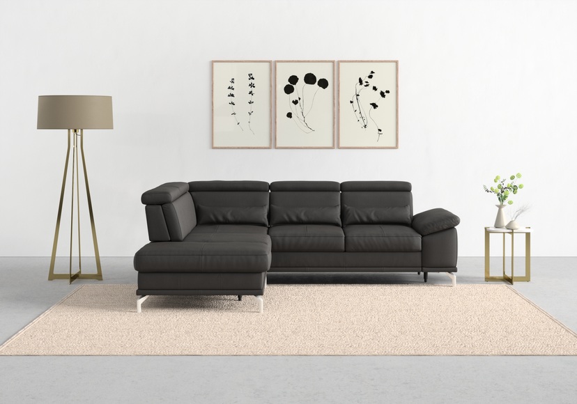 sit&more Ecksofa »Cabrio«, mit Sitztiefenverstellung und Federkern, 3 Nierenkissen