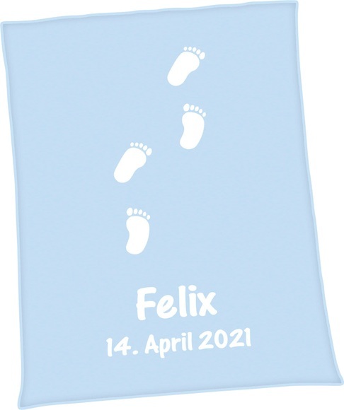 Unicade Babydecke »Unicade® Füsschen«, Individuelle, mit Ihrem Wunschnamen und Geburtsdatum gewebte Babydecke (personalisiert)
