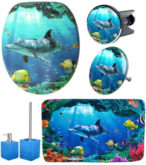 Sanilo Badaccessoire-Set »Delphin Korallen«, (Komplett-Set, 6 tlg.)