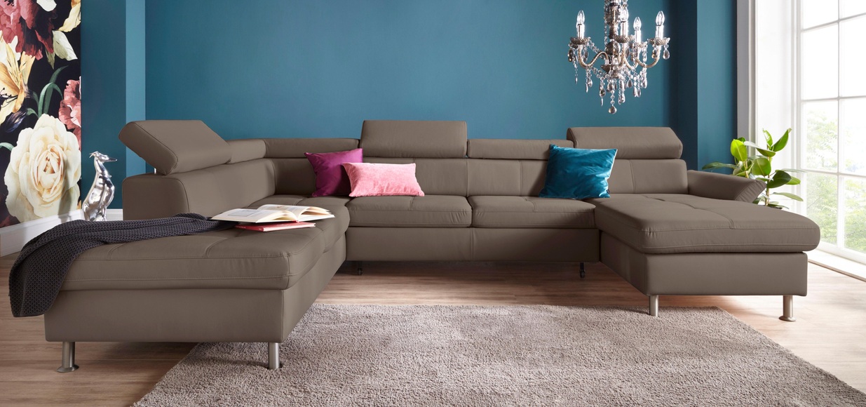 exxpo - sofa fashion Wohnlandschaft, inkl. Kopf- bzw. Rückenverstellungwahlweise mit Bettfunktion und Bettkasten