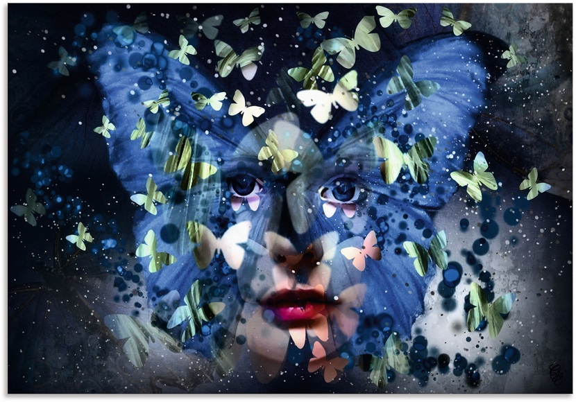 Artland Wandbild »Fräulein Schmetterling«, (1 St.), in vielen Grössen & Produktarten - Alubild / Outdoorbild für den Aussenbereich, Leinwandbild, Poster, Wandaufkleber / Wandtattoo auch für Badezimmer geeignet