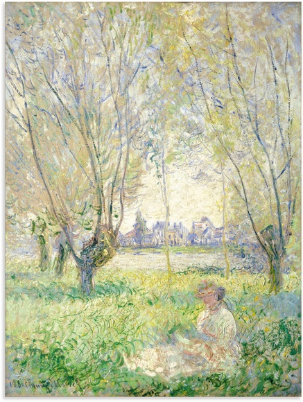 Artland Wandbild »Sitzende Frau unter Weiden. 1880«, Bilder von Frauen, (1 St.), in vielen Grössen & Produktarten - Alubild / Outdoorbild für den Aussenbereich, Leinwandbild, Poster, Wandaufkleber / Wandtattoo auch für Badezimmer geeignet