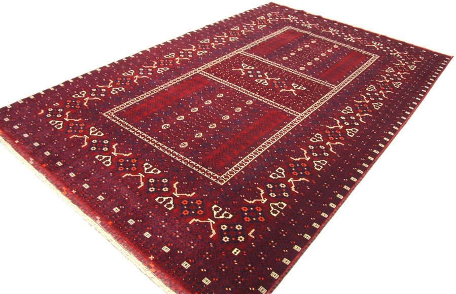 morgenland Wollteppich »Afghan Teppich handgeknüpft rot«, rechteckig, 7 mm Höhe
