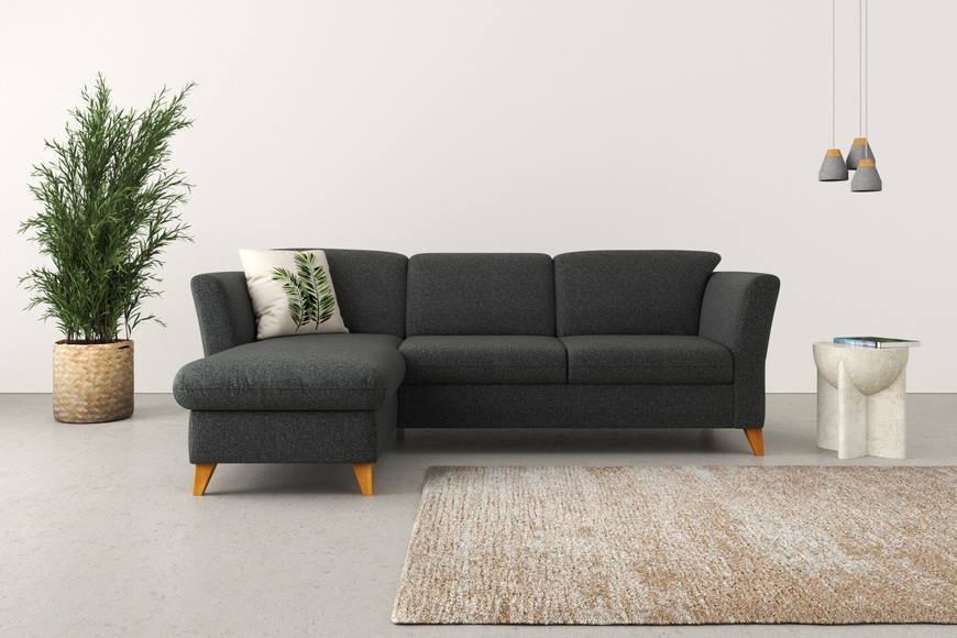 Home affaire Ecksofa »Trelleborg«, Federkern-Polsterung, wahlweise mit Bettfunktion und Bettkasten, Kopfstützen optional