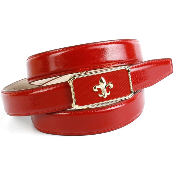 Anthoni Crown Ledergürtel in Rot mit eleganter Schliesse