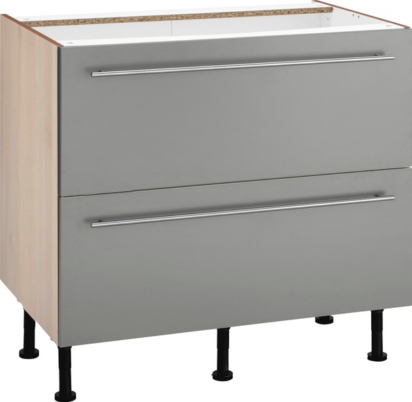 OPTIFIT Unterschrank »Bern«, 90 cm breit, mit 2 grossen Auszügen für viel Stauraum, mit höhenverstellbaren Füssen, mit Metallgriffen