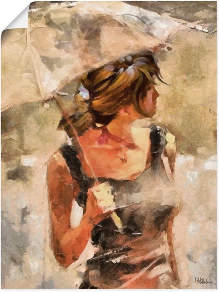 Artland Wandbild »Lady mit Regenschirm«, Portrait, (1 St.), in vielen Grössen & Produktarten - Alubild / Outdoorbild für den Aussenbereich, Leinwandbild, Poster, Wandaufkleber / Wandtattoo auch für Badezimmer geeignet