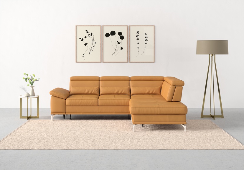 sit&more Ecksofa »Cabrio«, mit Sitztiefenverstellung und Federkern, 3 Nierenkissen