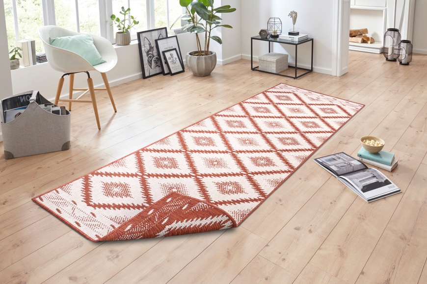 NORTHRUGS Läufer »Malibu«, rechteckig, 5 mm Höhe, In-und Outdoor geeignet, Wohnzimmer, Balkon, Terrasse, Garten, Robust, Pflegeleicht, Flachgewebe, Wendbar