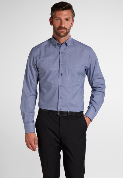 ETERNA LANGARM HEMD MODERN FIT TWILL BLAU KARIERT