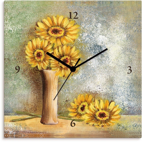 Artland Wanduhr »gelbe Gerberas in Vase II«