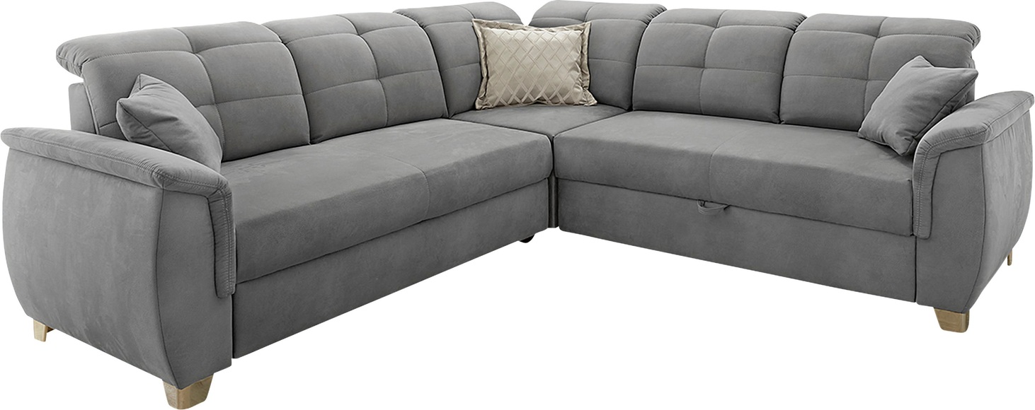 Jockenhöfer Gruppe Ecksofa, mit 6 individuell, verstellbaren Kopfteilen, Gästebett- und Relaxfunktion, Nosagfederung