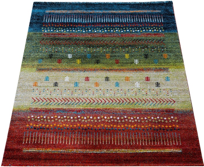 Paco Home Teppich »Nomaden 818«, rechteckig, 12 mm Höhe, Kurzflor, Gabbeh Design, gestreift, ideal im Wohnzimmer & Schlafzimmer