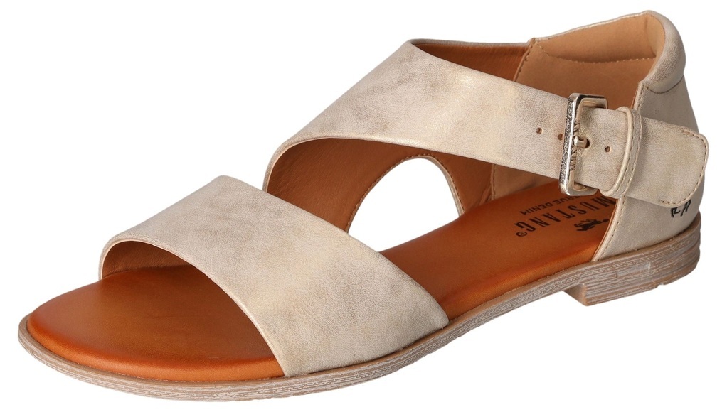 Mustang Shoes Sandale, Sommerschuh, Sandalette, Riemchensandale in asymmetrischer Optik