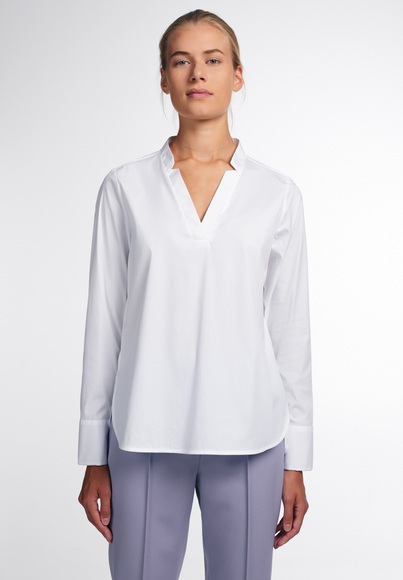 LANGARM BLUSE 1863 BY ETERNA - PREMIUM STRETCH WEISS UNIFARBEN