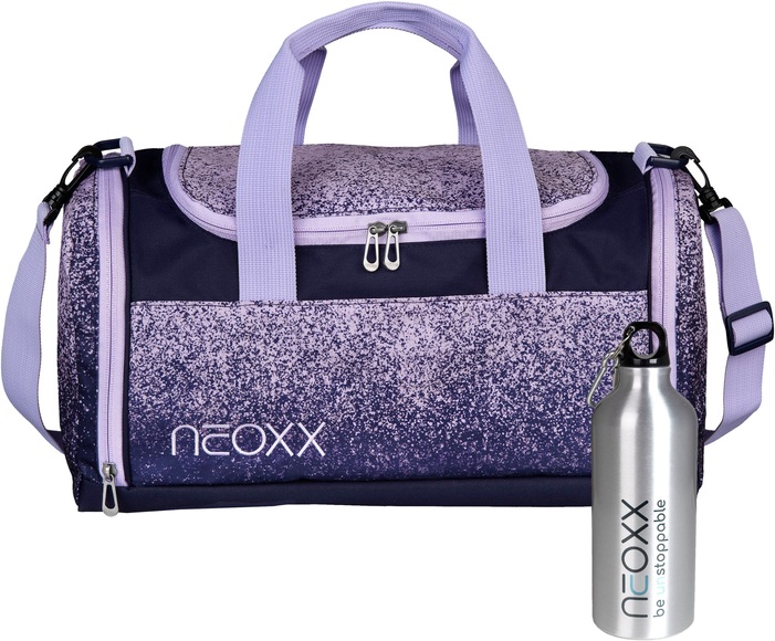 neoxx Sporttasche »Champ, Glitterally perfect«, (Set, inklusive Edelstahl Trinkflasche)