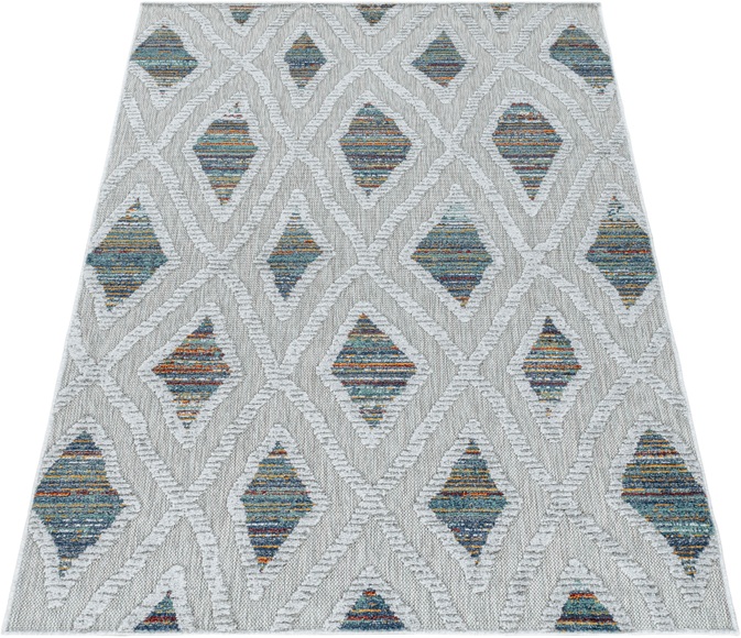 Ayyildiz Teppiche Teppich, rechteckig, 8 mm Höhe, Flachflor mit Hoch-Tief-Struktur, In-und Outdoor geeignet
